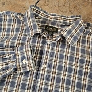 Eddie Bauer Mens Plaid‎ Long Sleeve Button Up Shirt XXL Cotton Casual Outdoor
